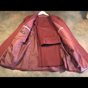 Jf Ferrar 42l 34x34 Red Burgundy Suit and Pants